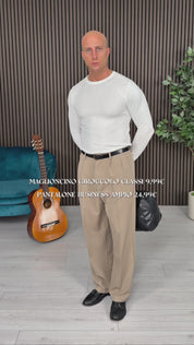 WIDE BUSINESS TROUSERS - BACK POCKETS