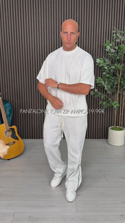 PANTALONE TUTA ZIP AMPIO FELPATO